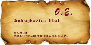 Ondrejkovics Etel névjegykártya